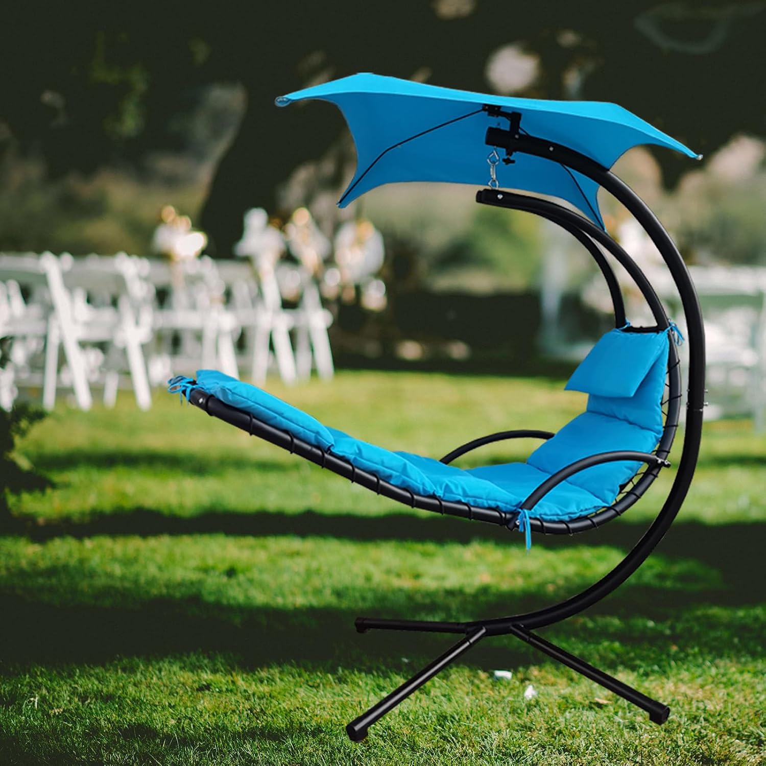Hanging Lounge Chair Replacement Cushion with Umbrella Fabric, Fade Resistant Breathable Replacement Cushion Pad for Outdoor Curved Hanging Hammock Swing Chair (Dark Gray)