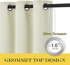 NICETOWN Blackout Sliding Glass Door Curtains, Room Darkening Thermal Insulated Curtains for Living Room Bedroom, Extra Wide Window Drapes, 1 Panel, W80 x L118, Beige