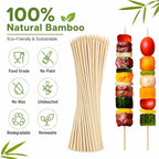 100 PCS Natural Bamboo Skewers, 4/6/8/10/12 Inch 4mm Thick Heavy Duty BBQ Sticks for Grilling, Kabob, Cocktail, Fruit, Chocolate Fountain, Crafting, Party (12 inch)