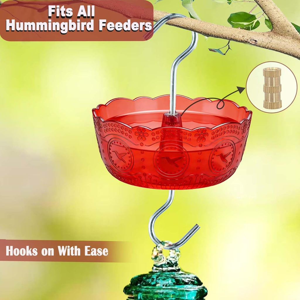 Ant Moat for Hummingbird Feeders, 6 OZ, 4 Pack, Red | Vintage Ant Guard Bowl, Hanging Feeder Accessory, Outdoor Nectar Protector