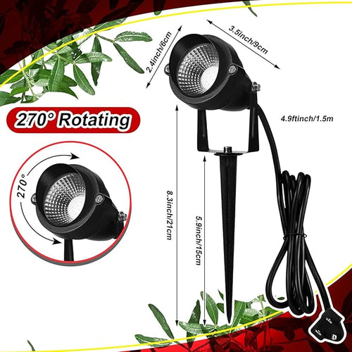 4 Pcs Christmas Red Spotlight Outdoor Plug in Landscape Lighting 12w Ip66 Waterproof LED Lights with Spiked Stand 270° Adjustable Outdoor Spot Lights for Yard Lawn Garden Tree Flags Holiday
