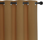 NICETOWN Blackout Curtains 120 inch Length for Sliding Glass Door, Grommet Thermal Insulated Room Darkening Sound Reducing Drapes for Room Divider, 1 Panel, W52 x L120, Gold Brown
