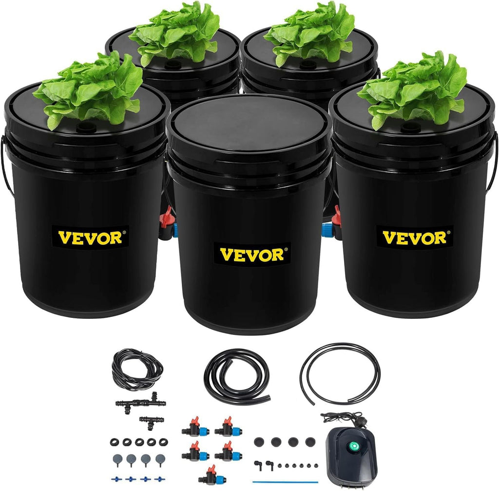 vevor 5 buckets dwc hydroponic system, 5 gallon, main product view