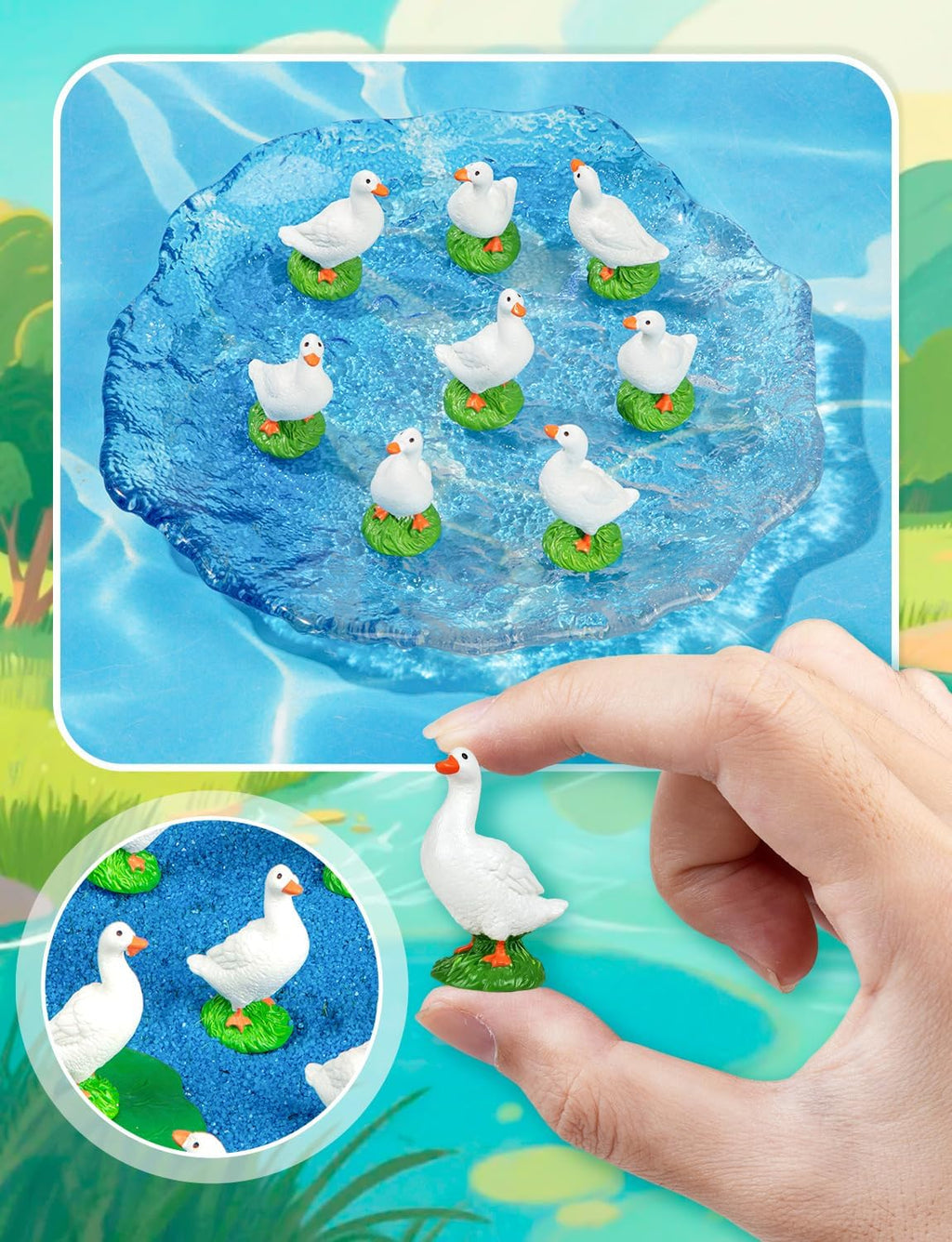 25pcs Mini Resin GooseT iny Animal Figurines Bulk | Small Desk Goose Decor for Garden Lawn Yard Micro Landscape Aquarium Potted Ornament DIY Craft