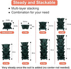 GameXcel Vertical Planter 7 Tier Stackable Planters Garden Planters Strawberry Herb Flower and Vegetable Planter Indoor Outdoor Gardening Pots with Removable Wheels and Tools 2-Pack