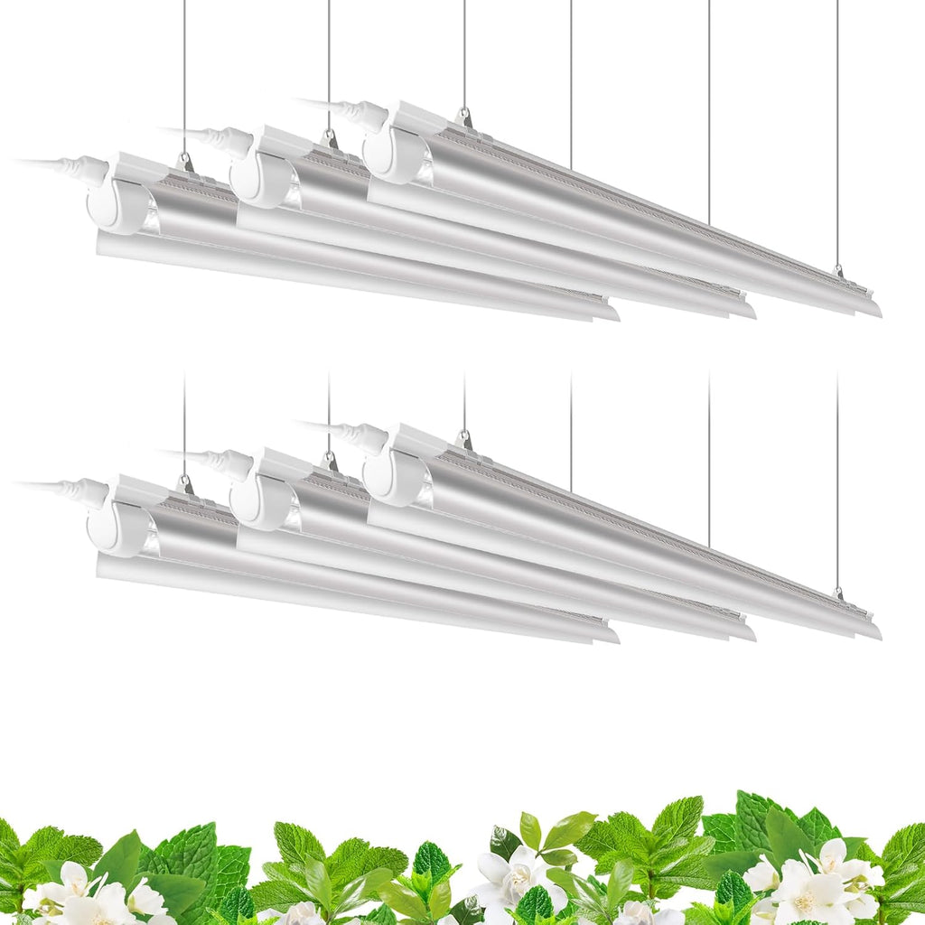 Barrina Plant Grow Lights, 4FT 5000K Full Spectrum Daylight White, 6 Packs | 252W(6 x 42W, 1400W Equivalent), T8 LED Grow Light Strips, Growing Lamp Fixture, Plant Lights for Indoor Plants, Greenhouse