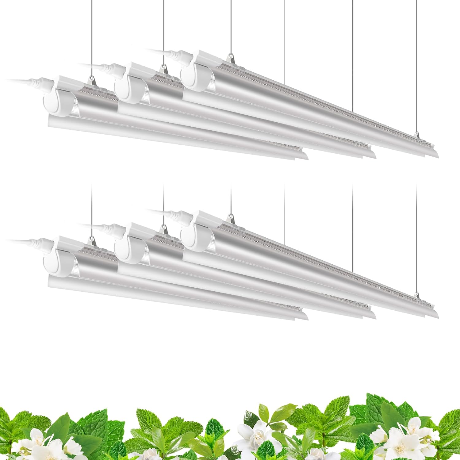 Barrina Plant Grow Lights, 4FT 5000K Full Spectrum Daylight White, 6 Packs | 252W(6 x 42W, 1400W Equivalent), T8 LED Grow Light Strips, Growing Lamp Fixture, Plant Lights for Indoor Plants, Greenhouse