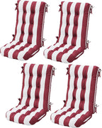 SERWALL HDPE Outdoor Rocking Chair Cushion Set of 4, Memory Foam Cushion Red White
