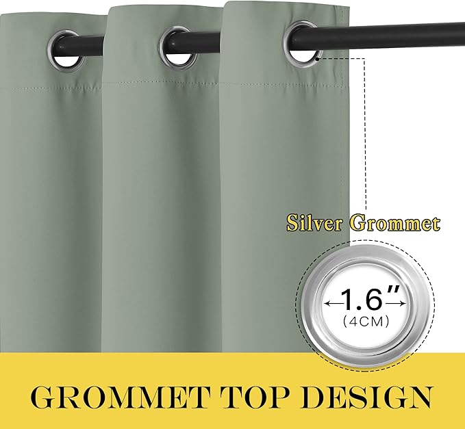 NICETOWN Room Darkening Curtain for Living Room - Energy Saving Thermal Insulated Grommet Room Darkening Curtain/Drape for Bedroom (1 Panel, 46 by 72, Sage Green)