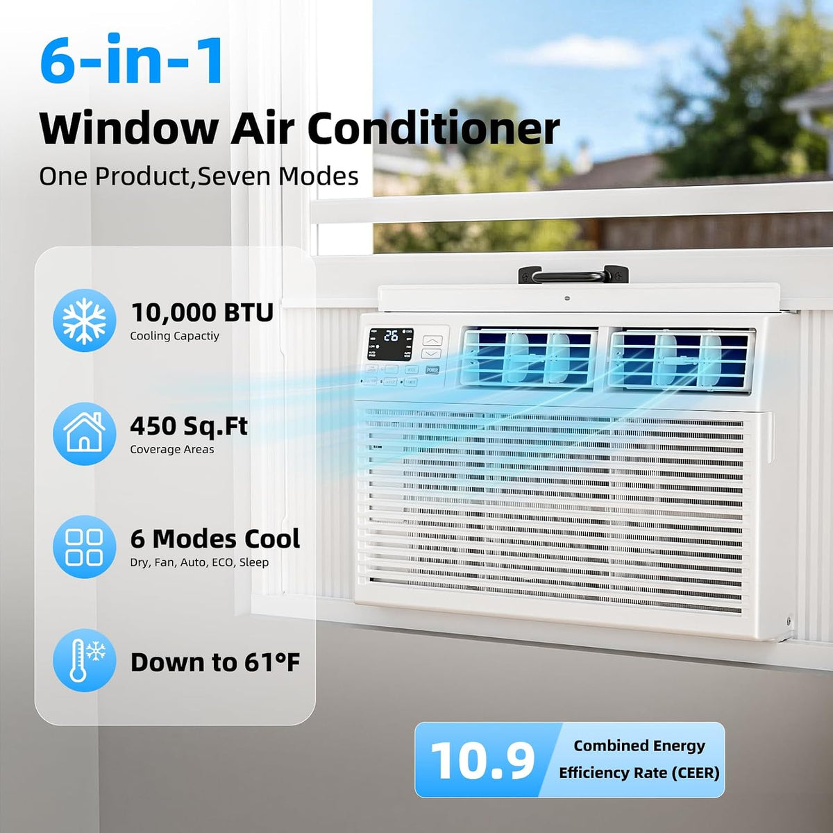 antarctic star 10,000 btu window air conditioner, window shown in use