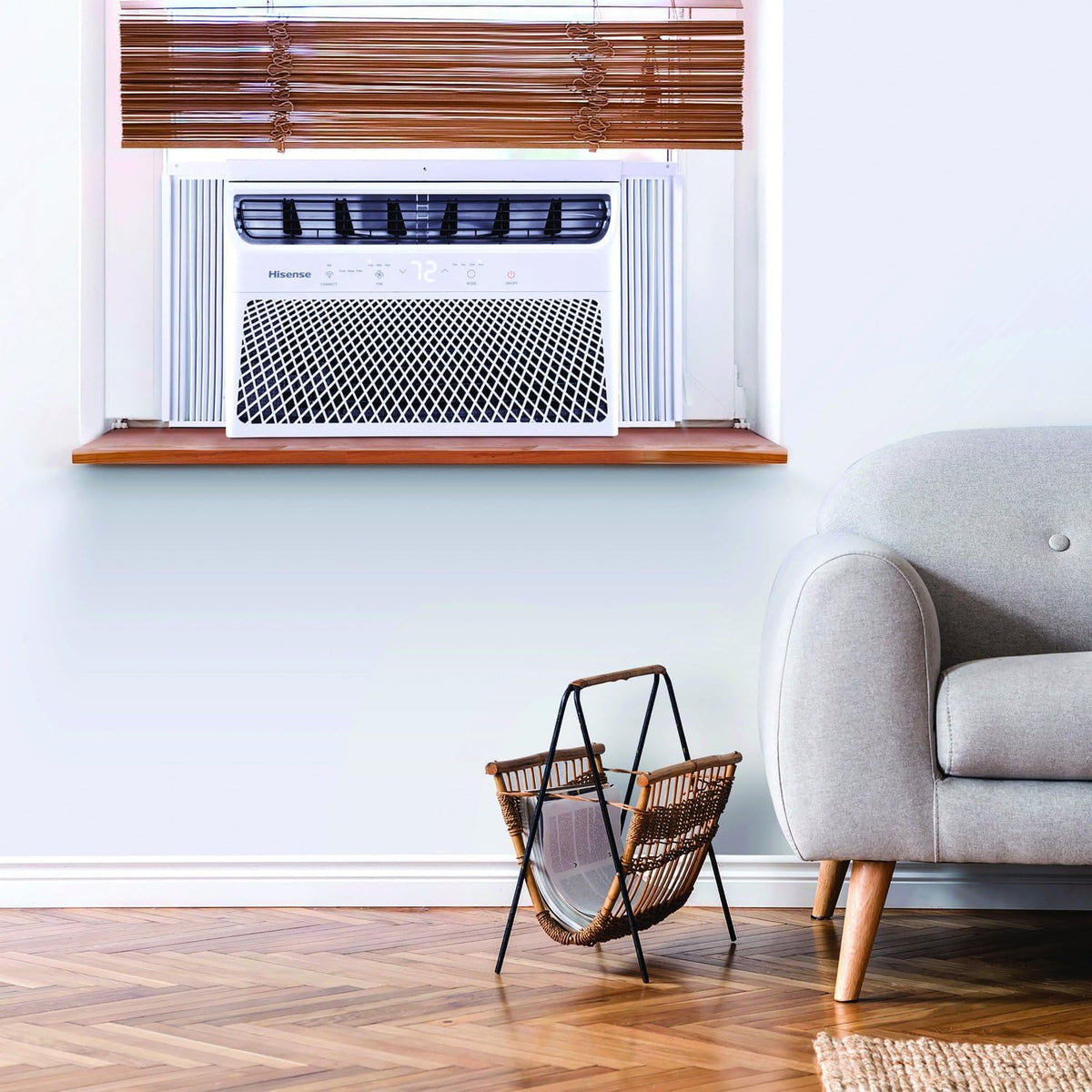 hisense 14,000 btu window air conditioner, wi-fi smart shown in use