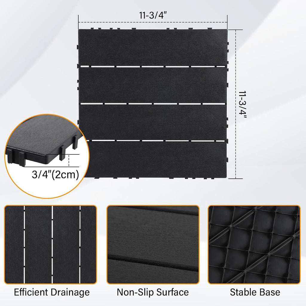 neoaider 36pcs plastic interlocking decking tiles 12" x, close-up detail