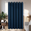 Joydeco Blackout Patio Sliding Door Curtains 90 Inches Long, Grommet Privacy Room Divider Curtains, Extra Wide Thermal Blackout Drapes for Bedroom Living Room (Navy Blue, 80Wx90L, 1 Panel)