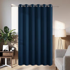 Joydeco Blackout Patio Sliding Door Curtains 96 Inches Long, Grommet Privacy Room Divider Curtains, Extra Wide Thermal Blackout Drapes for Bedroom Living Room (Navy Blue, 80Wx96L, 1 Panel)