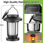 Solar Lantern Outdoor Waterproof, Flickering Flameless Solar Lights Hanging Lantern, Auto On/Off Decorative Solar Garden Lights for Patio Yard Porch Pathway Camping Decor