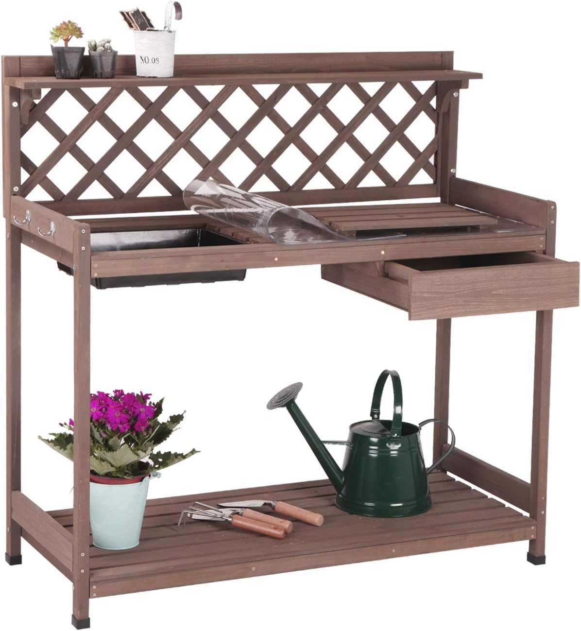 aivituvin potting bench with pvc layer, outdoor gardening, main product view