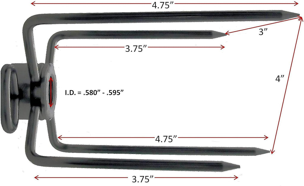 OneGrill Stainless Steel Grill Rotisserie Spit Rod Forks (Fits: 1/2 Inch Hexagon, 3/8 Inch Square, 1/2 Inch Round). 2-Pack (Includes 2 Sets)