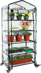 worth garden upgraded 5-tier mini greenhouse with castors, main product view