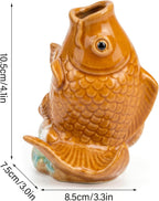 Lifelike Ceramic Koi Fish Pond Spitter, Water Fountain Spout for Small Ponds, Gardens & Pools, Outdoor Water Feature Decor (Style 2)