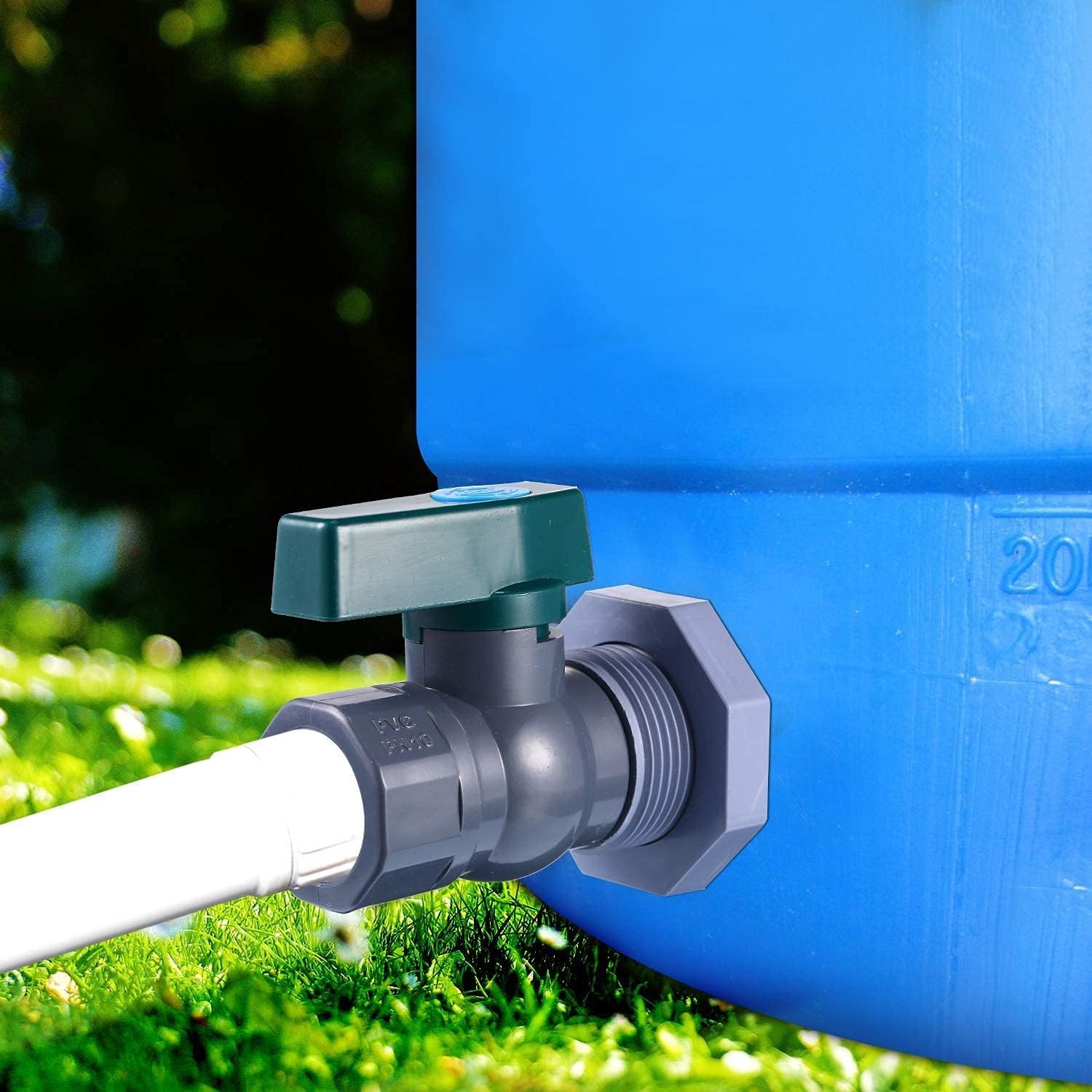 BILAL 2 Set 3/4 Inch Rain Barrel Spigot Kit with Bulkhead Fitting, 2 Set | Water Barrel PVC Garden Diverter Kit Hose Faucet Adapter for Water Tanks, Aquariums, Tubs, Pool, Garden Barrel