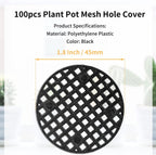 Bivethoi Plant Pot Mesh Hole Cover, 1.8" / 45mm, Black, 100pcs | Bonsai Drainage Mesh Insert, Round Mesh Screen, Prevents Soil Loss, Bottom Grid Mat