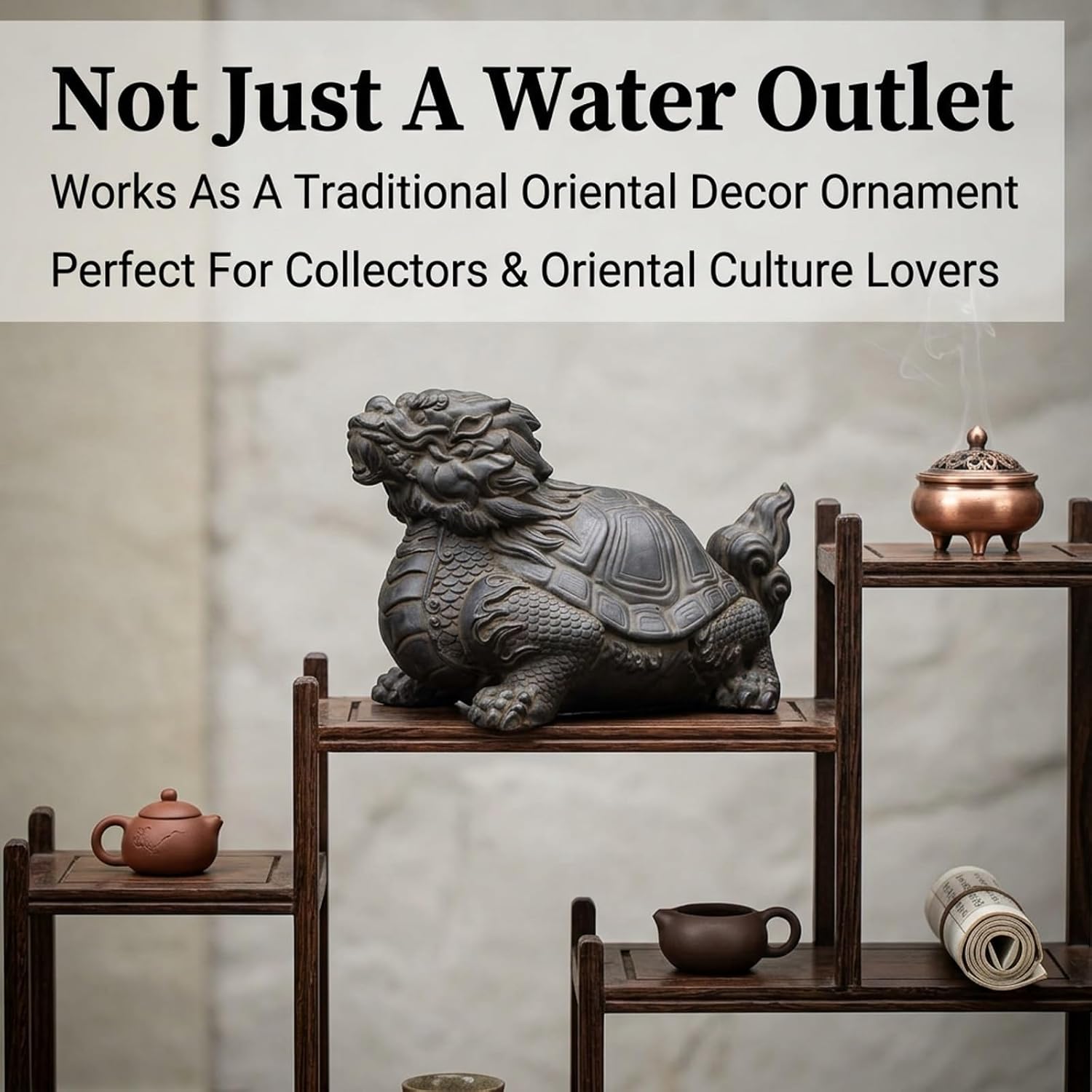 Pond spitters for Small Ponds Garden Decor for Koi Pond Decorative Stone-Effect Sculpture with Water Pump and Hose for Balcony,Courtyard Home Office