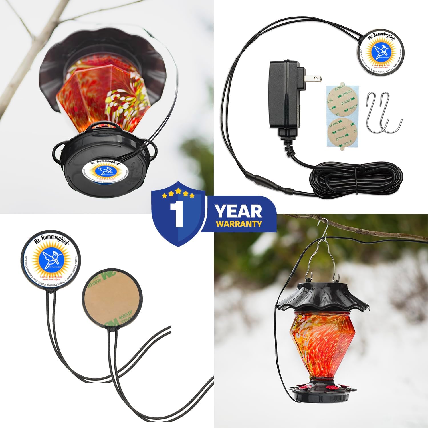 Hummingbird Feeder Heater Warmer, Prevents Nectar from Freezing, Fits Most Feeders, Easy Peel and Stick