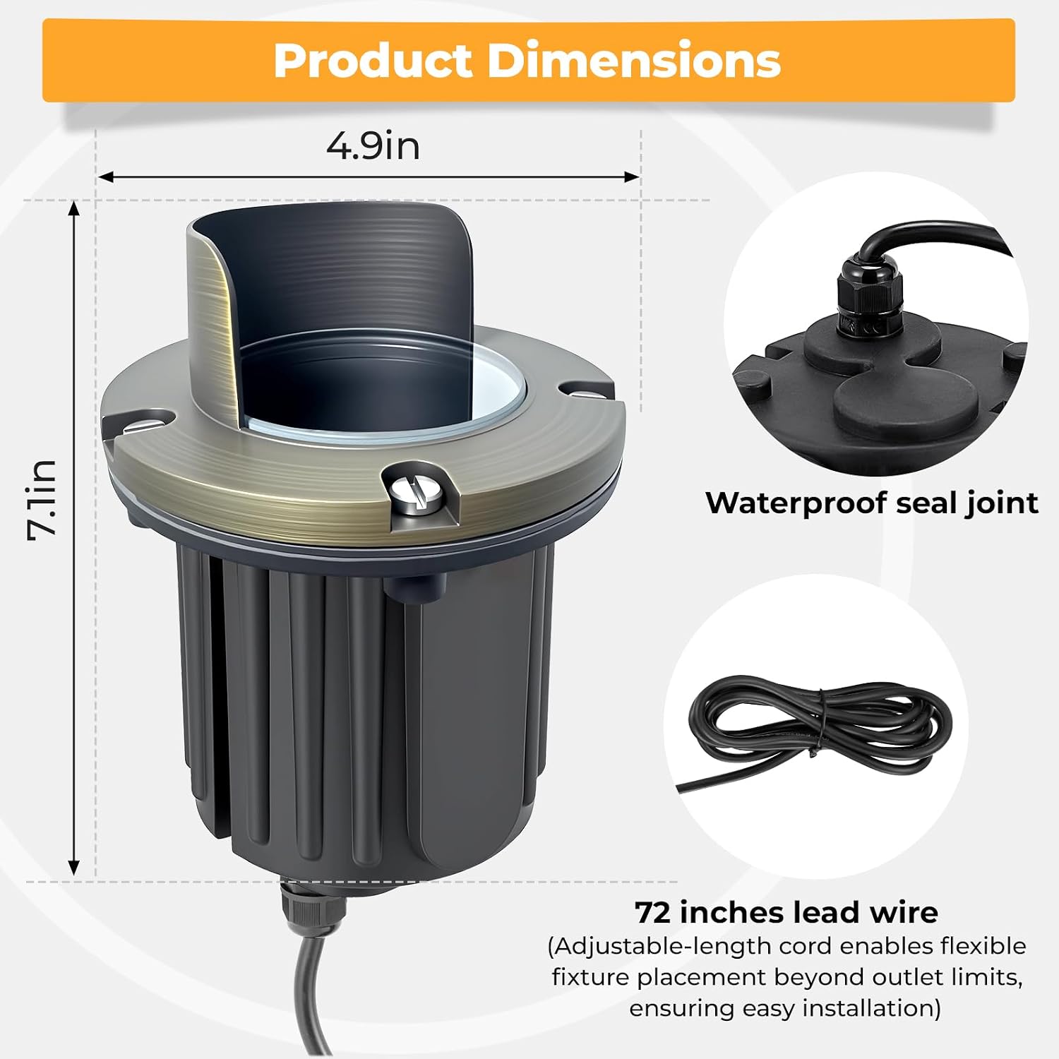Brass Well Lights Outdoor 12-Pack, 12V Shielded LED Low Voltage In-Ground Landscape Lighting for Yard, Waterproof Bronze Up Light Fixture for Tree, Fence, Wall (Bulbs Not Included)