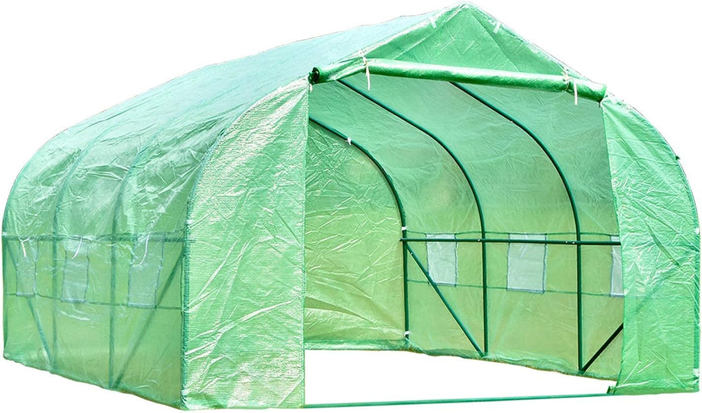 green house(12'x10'x7'),heavy duty walk in outdoor gardening greenhouse, close-up detail