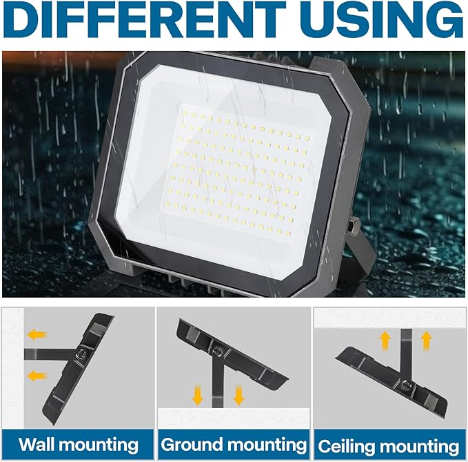 2 Pack LED Flood Lights Outdoor, 100W 10000LM Super Bright Floodlight Outside Work Light with 5.9FT Plug, IP65 Waterproof 6000K Outdoor LED Flood Light for Garage, Yard, Lawn, Garden