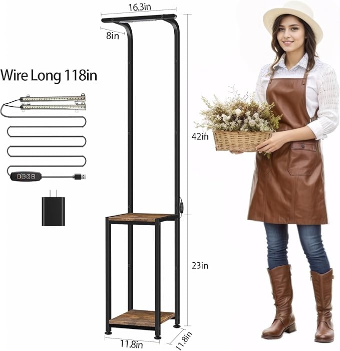 Plant Stand Indoor with Grow Light, 2 Pack Hanging Plant Stand Plant Shelf Indoor, 65'' Tall Plant Stands Plant Holders for Indoor Plants, Living Room, Bedroom, Balcony