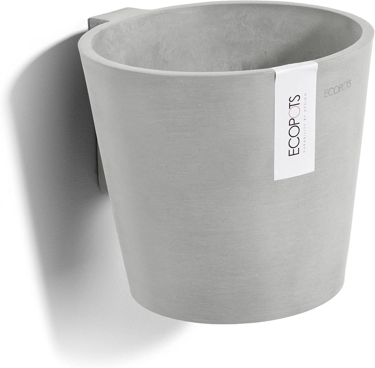 ecopots amsterdam wall round flower planter, white grey, main product view