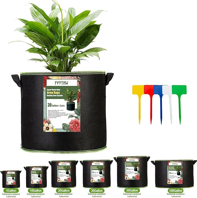 3-Pack 15 Gallon Plant Grow Bags, Thickened Nonwoven Fabric Pots with Handles,Sturdy Garden Planters Aeration Gardening Container to for Plants, Vegetables, and Flowers