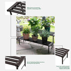 Metal Plant Stand, Rust-proof Aluminum Flower Pot Stand, Heavy Duty Planter Display Shelving for Patio Balcony Garden Living Room Decorative (Ebony, 35.4 Inch)