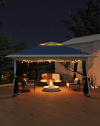 Canopy Tent 13x13 ft, Pop Up Gazebo One-Push Setup with 4 SandBags for Backyard Parties and BBQs, Mosquito Netting & Height Adjustable - Navy Blue