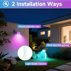 Color Changing Solar Spot Lights Outdoor with PC Light Guide Column, 8 Lighting Modes Christmas Outdoor Spotlight, IP65 Waterproof RGB Solar Spotlight for Garden Yard Tree Pathway, 4Pack