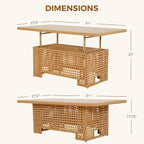 Grand patio 14-Piece Wicker Patio Furniture Set with Lift Top Coffee Storage Table, Outdoor Conversation Set Sectional Sofa with Water Resistant Thick Cushions, Cream