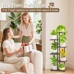LASZOLA 5 Tier Plant Stand Indoors Outdoors for Large Heavy Duty Planter, Black Metal Tall Flower Holder Rack with Multiple Shelf for Modern Patio Corner, Vertical Organizer, Weather Resistant Bracket