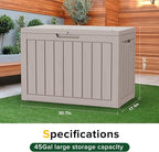 TARKARI 45 Gallon Lockable Resin Deck Box, Waterproof & UV-Resistant Outdoor Storage Box for Outdoor Cushion Storage, Garden Tools & Pool Accessories Storage, Gray