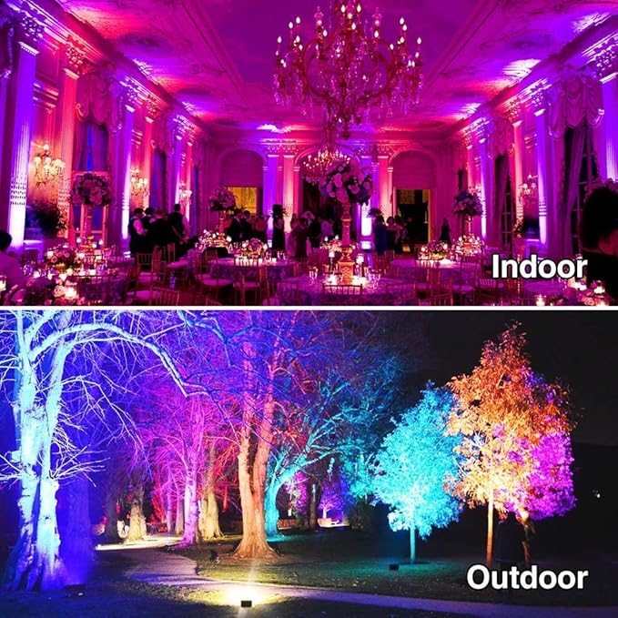 MELPO Led Flood Light 500W Equivalent, RGBW Led Outdoor Lights Colored Floodlight with Remote,50W,5000ML 2700K,120 Colors, Timing, Dimmable, Custom Modes, Landscape Lighting (2 Pack)
