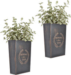 LESEN Rustic Metal Wall Planter Country Home Hanging Wall Vase Pocket for Plants or Flower Indoor or Outdoor Farmhouse Wall Decor,Set of 2
