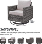 Belord Patio Furniture Set with Fire Pit Table: 9 Pieces Wicker Oversize Patio Conversation Set with Outdoor Swivel Glider Rocker Rattan Couch Ottomans, Anti-Rust Frame, Removable Cushion Beige