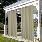 BONZER Outdoor Waterproof Curtains for Patio Privacy Grommet Light Filtering Outside Curtains for Gazebo, Porch, Pergola, Pavilion, 1 Panel, 84W x 84L inch, Taupe