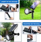 KEV 800 Lumens Solar Spot Lights Outdoor,18 LEDs Solar Flood Lights with 2 Modes &Adjustable &IPX65 Waterproof,Solar Spotlight for Driveway/Backyard/Patio Landscape/Tree/Garage(Cool White, 2 Pack)