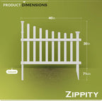 zippity ashley corner picket fence, white vinyl diy showing dimensions