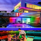 16.4FT Outdoor LED Strip Light Waterproof,IP68 Outside RGB+IC Light Strip with App/Remote Control,Chase Mode,Music Sync Light for Balcony,Deck,Rooftop,Garden,Pool
