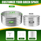 17" Tall Elevated Round Metal Rised Garden Bed- 3.3'x3.3' in Size and 0.8MM Thick Durable Planter Box for Vegetables Flowers Succulent at Patio/Garden Outdoor (Silver, 3.3FT Diameter)