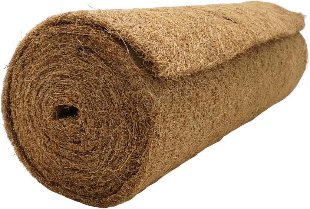 EATAKWARD 120'' x 16'' Coconut Mat, Coco Fiber Roll, Natural Coconut Coco Liner Roll, Thick Coco Liners for Planters, Flowers, Pet, Tortoise, Lizard, Snake, Rabbit, Brown