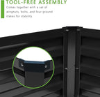 12x4x1FT Galvanized Raised Garden Bed Kit,Vegetable Boxes-Rectangle Metal Flower Box,Large Planter Raised Beds Outdoor Garden for Planting,Fruit,Herb-Black