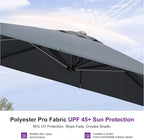 PURPLE LEAF 10 Feet Patio Umbrella Outdoor Cantilever Square Umbrella Aluminum Offset Umbrella with 360-degree Rotation for Garden Deck Pool Patio, Grey
